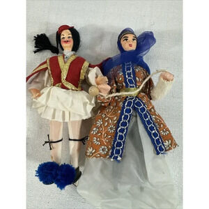 Vintage Tradition Hand Made Souvenir Turkey Clothes, Plastic 7" Doll Man & Woman